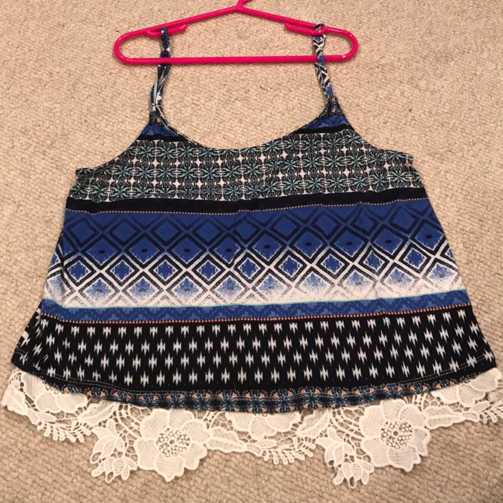 Charlotte Russe Blue Tribal Tank Top